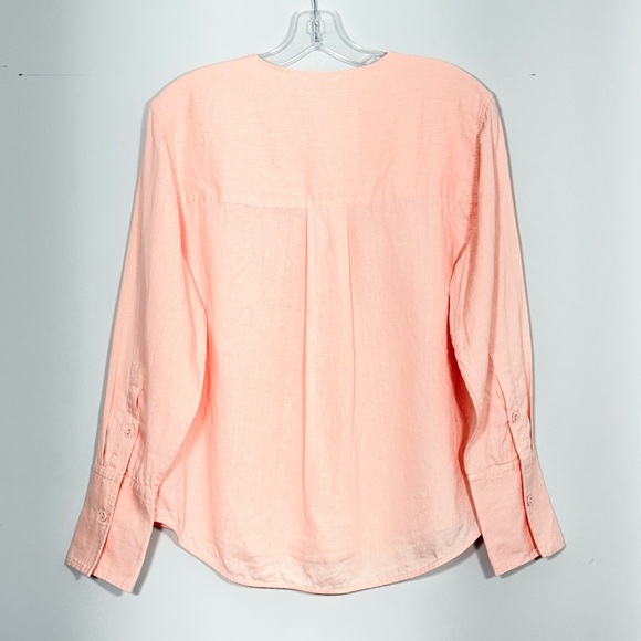 EVERLANE The Linen Popover Shirt Petal Pink 6 Long Sleeve Half Button Lagenlook - Picture 4 of 10